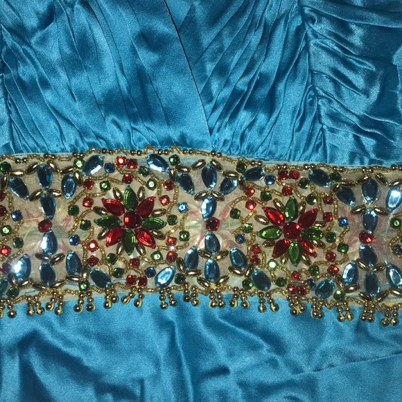 Mini dress silk with beading spaghetti strap - Picture 3 of 5